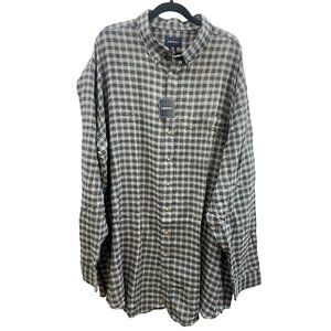 Harbor Bay Shirt Men's 4XLT Tall Gray/Black Plaid Long Sleeve 100%Cotton
